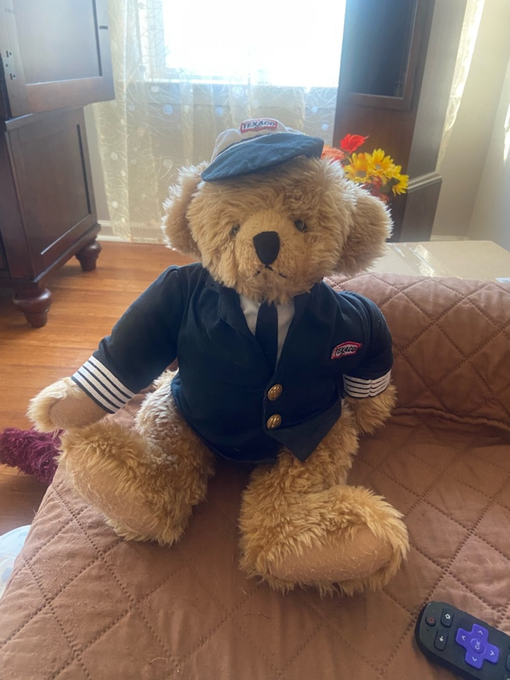 VTG Texaco Pilot Teddy Bear Plush in Navy Jacket and Cap. Fifth Edition. 16”